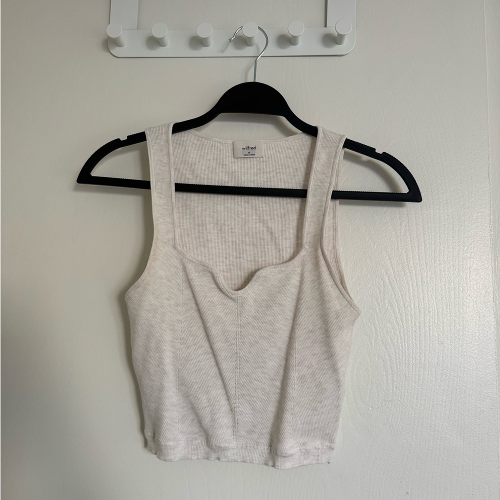 Aritzia Wilfred Light Beige Crop Top